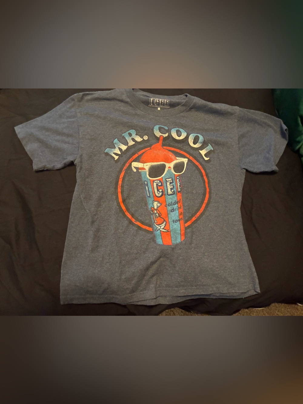 Icee Mr. Cool Graphic Tee - Blue with Red & Teal Print women’s medium